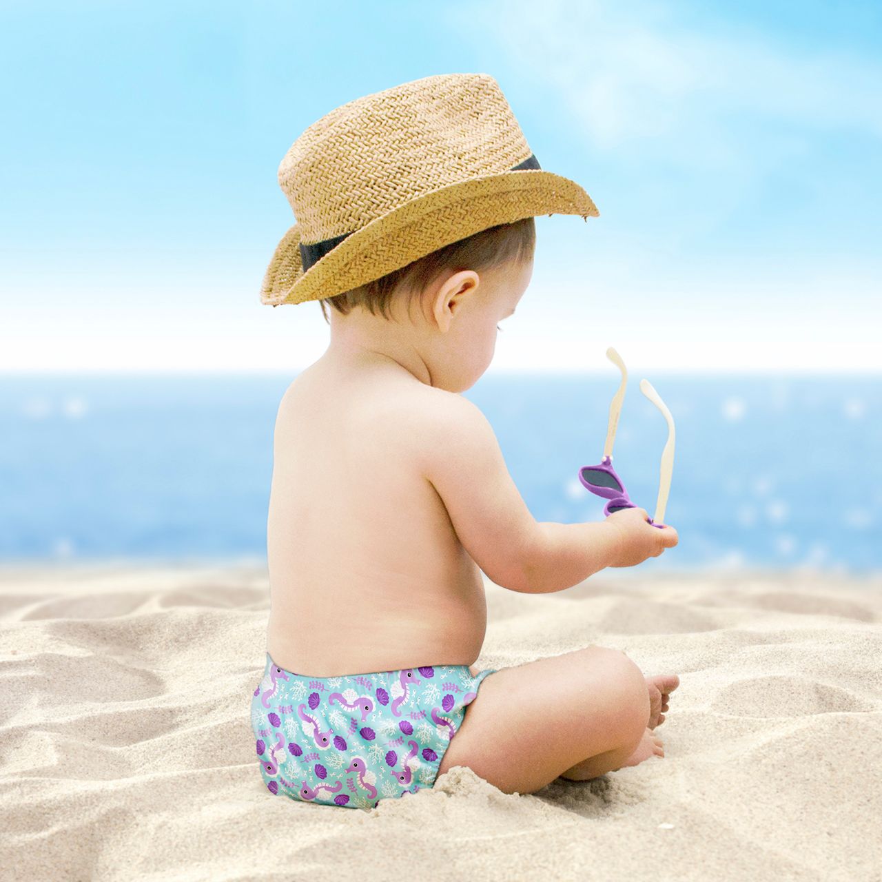 Lore & Leaf Malta Bambino Mio Swim Nappy Seahorse lifestyle 2