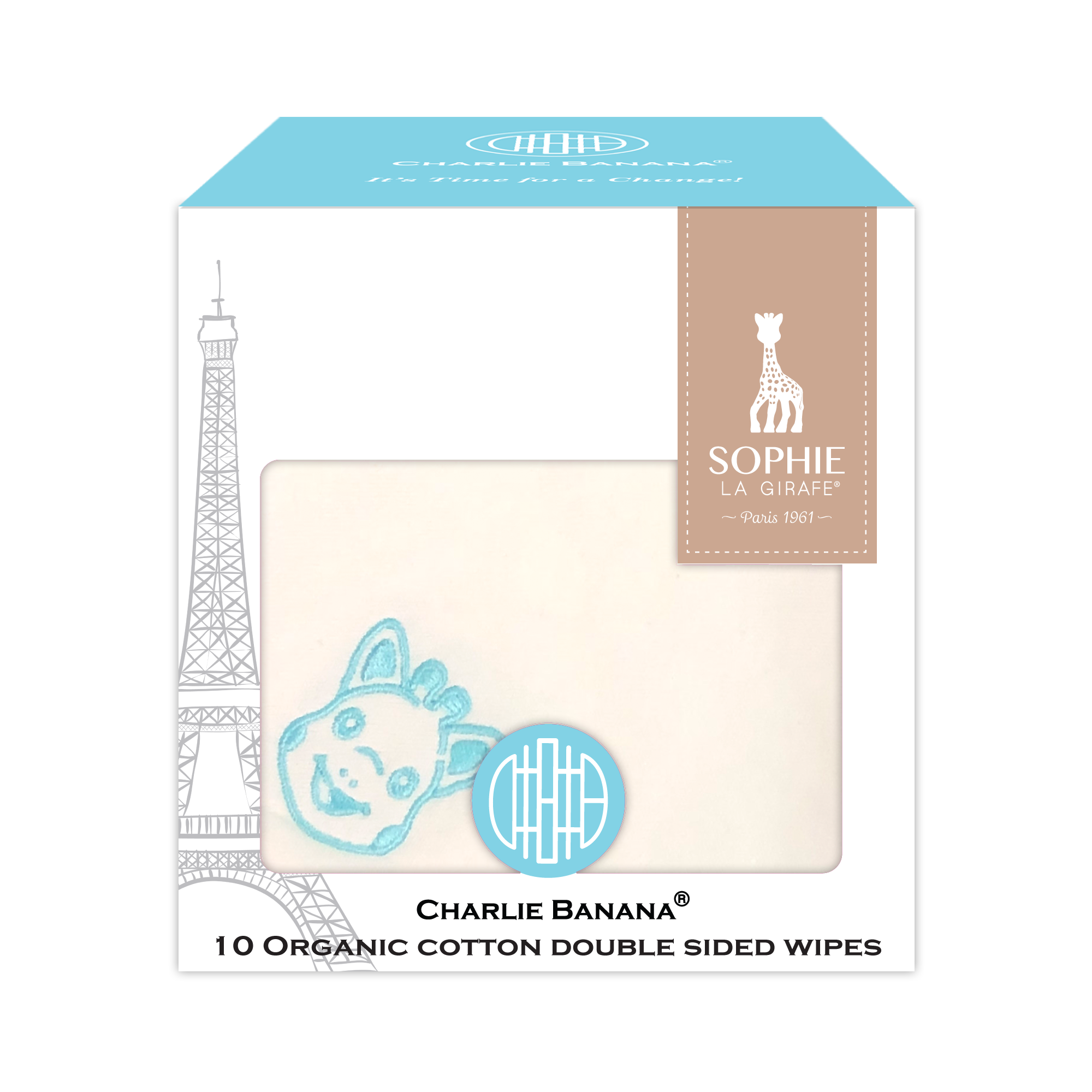 Salviette bifacciali in cotone biologico Charlie Banana 10x