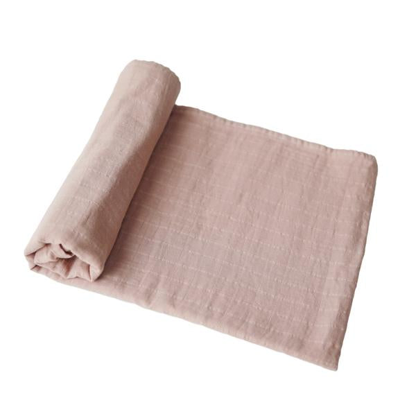 The Cloth Nappy Company Malta Mushie Muslin Swaddle Organic Cotton Blush