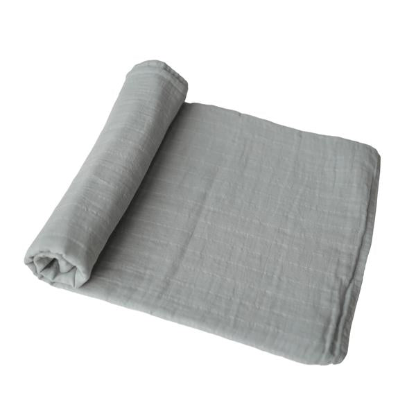 The Cloth Nappy Company Malta Mushie Muslin Swaddle Organic Cotton Belgian Grey