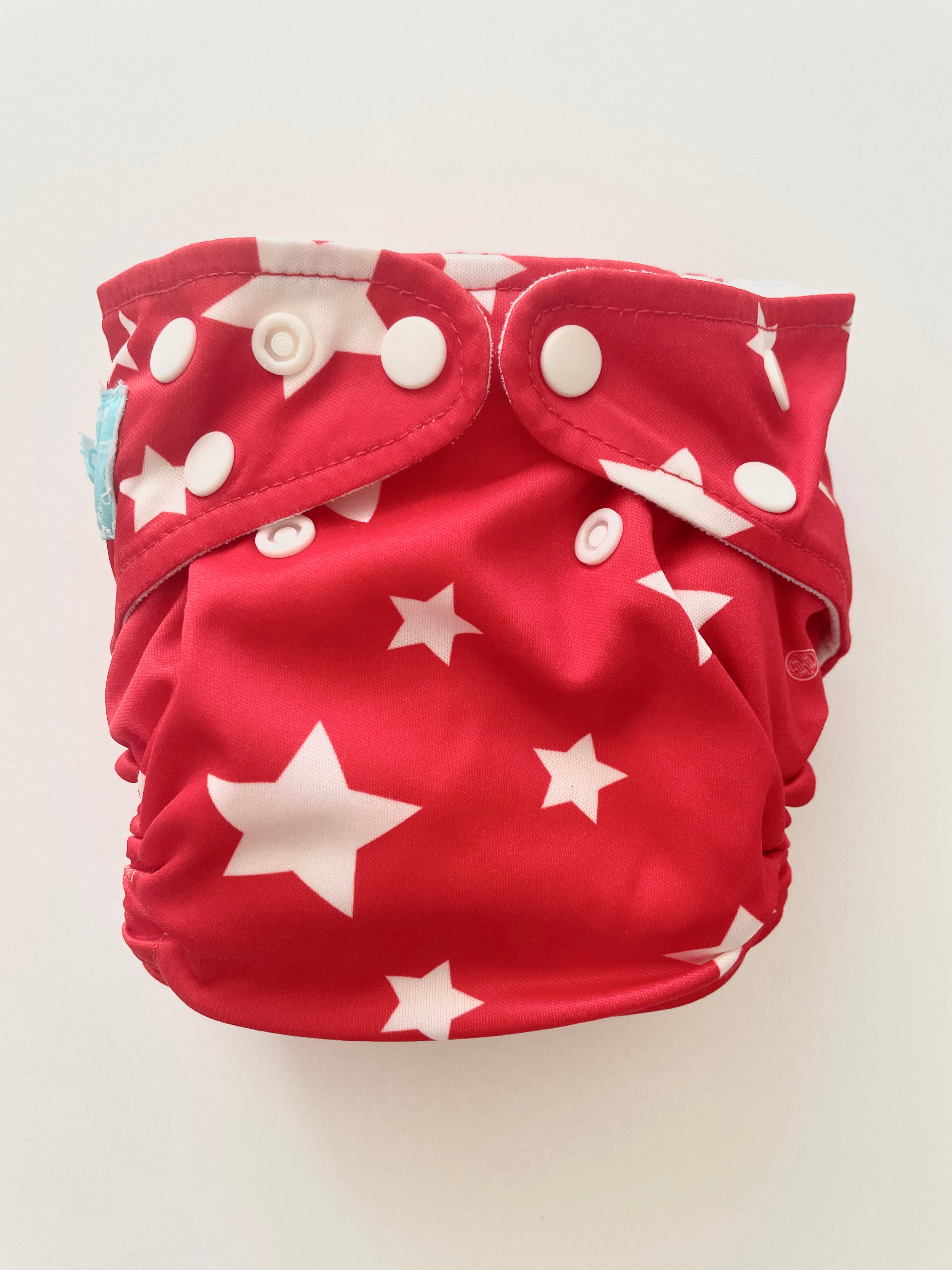 Pre-Loved Charlie Banana One Size - Pocket Nappy - Red White Stars