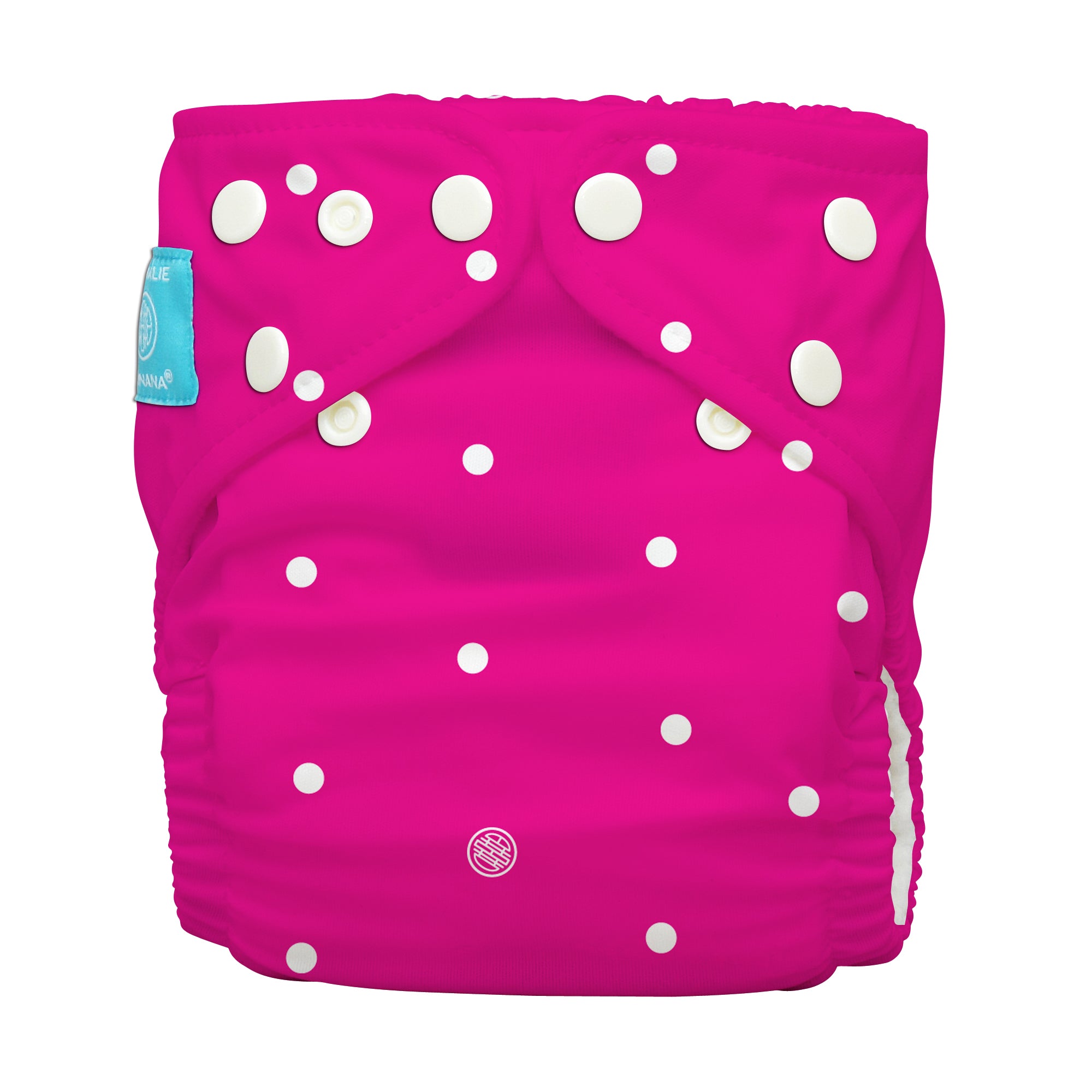 Charlie Banana One Size Hybrid Pocket Nappy White polka dots on hot pink The Cloth Nappy Company Malta