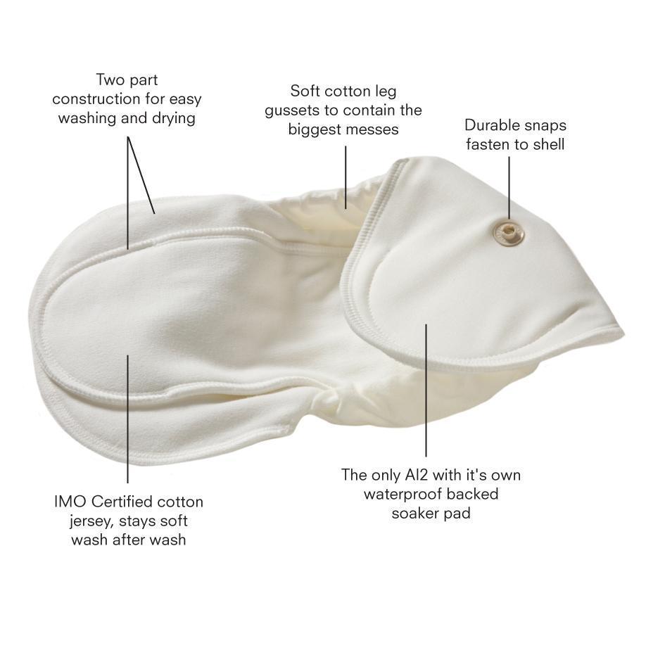 The Cloth Nappy Company Malta Grovia Organic Cotton Soaker Pads 2x build up