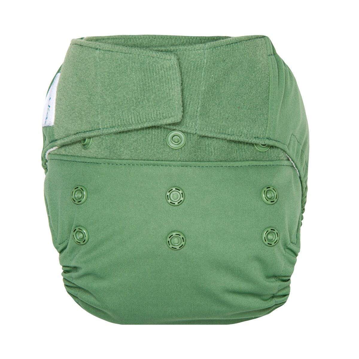 The Cloth Nappy Company Malta Grovia Hybrid Diaper Shell Green Reusable Hook and Loop Velcro Basil