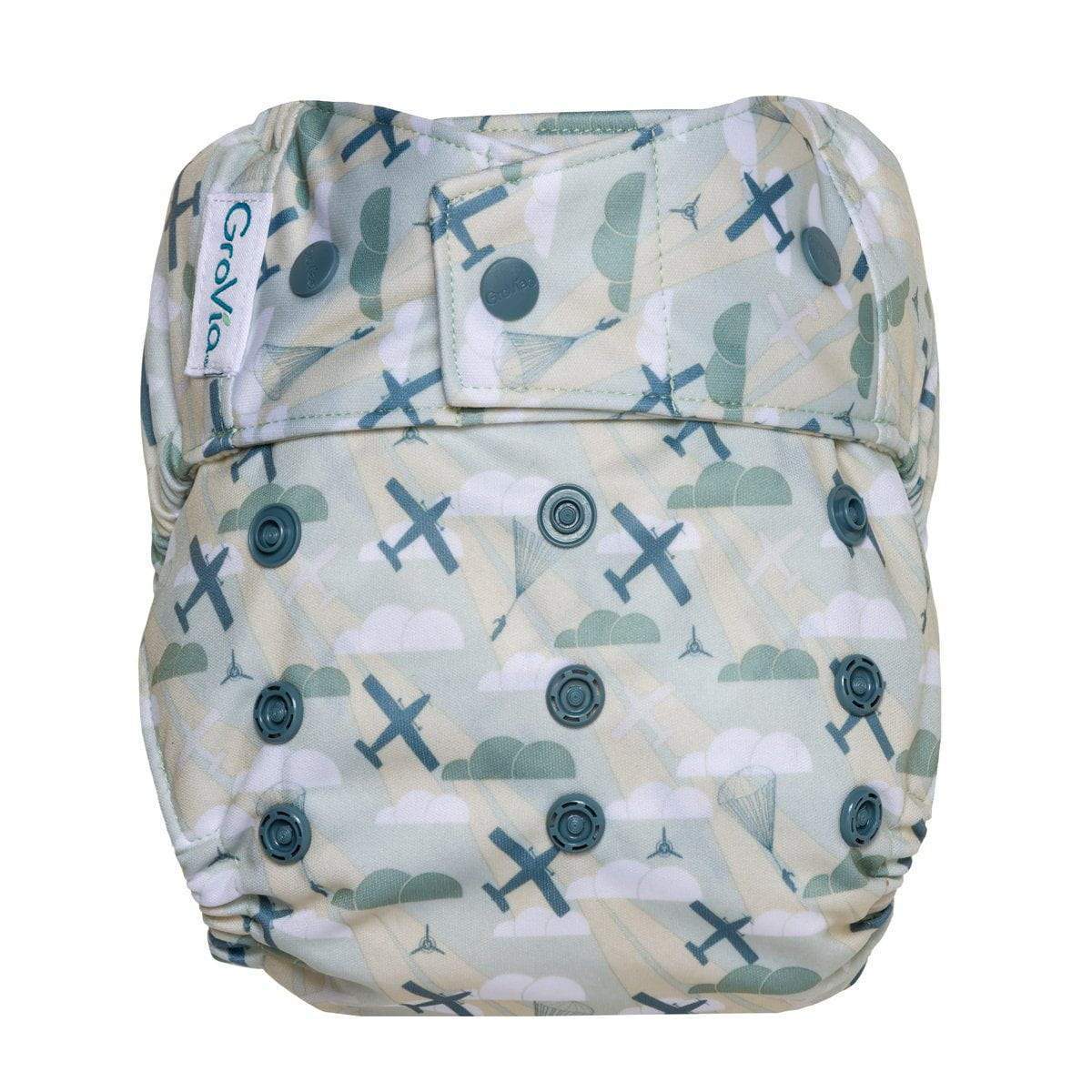 The Cloth Nappy Company Malta Grovia Hybrid Diaper Shell Green Reusable Snap Maverick