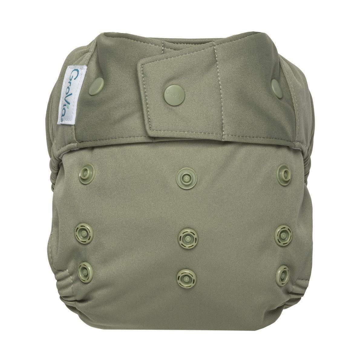 The Cloth Nappy Company Malta Grovia Hybrid Diaper Shell Green Reusable Snap Fern